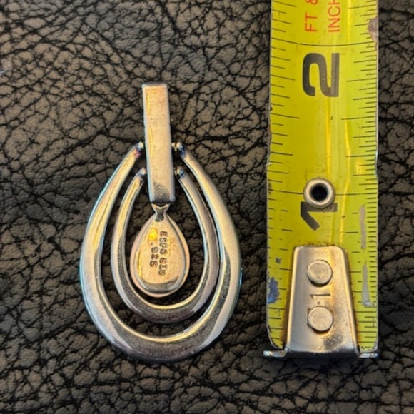 Vintage Mexico sterling silver/stone Pendant-Signed - Picture 2 of 2